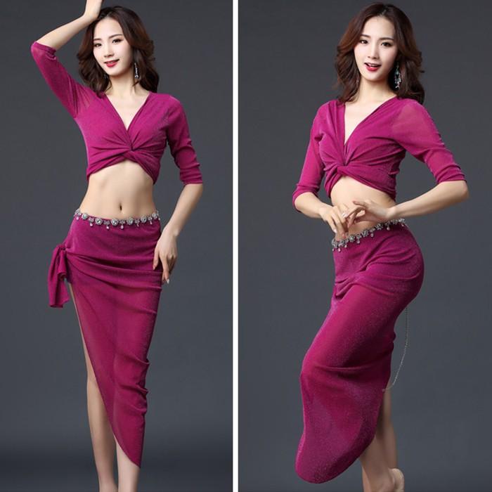 べリーダンス衣装 舞台衣装 レッスン着 社交ダンス衣装 練習着 上下2点セット トップス スカート 発表会 イベント コスプレ BELLY DANCE |  | 05