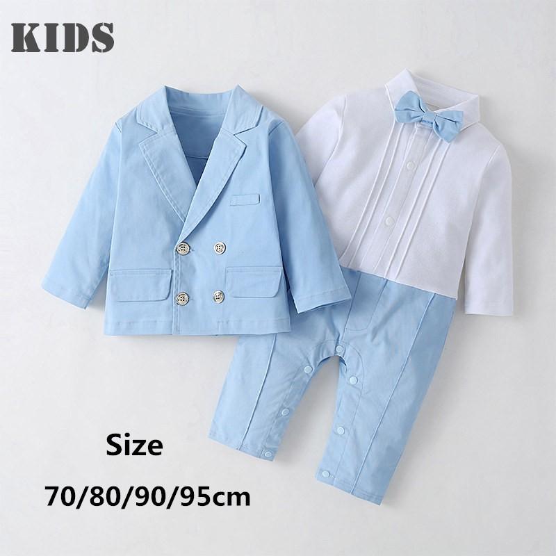 ロンパース ジャケット 子供 フォーマル 2点セット 子供スーツ ベビー 男の子 スーツキッズ 初節句 七五三 発表会 お宮参り 蝶ネクタイ付き ライトブルー | 