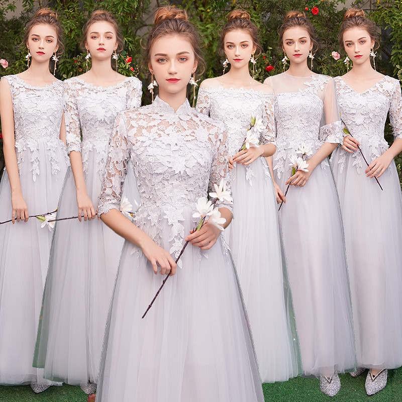 ブライズメイド ドレス 花嫁 お揃いドレス ロングドレス ウェディング ドレス パーティードレス グレー 二次会 披露宴 結婚式 発表会 Lf284z Cute Family 通販 Yahoo ショッピング