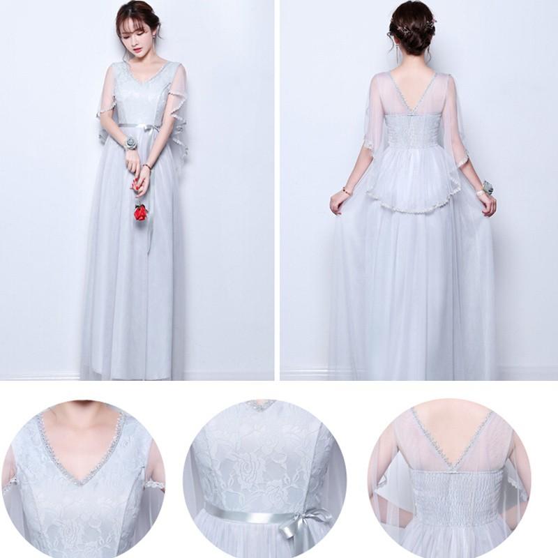 ドレスロングワンピース　ウェディング 花嫁 披露宴 結婚式　卒業式 あずき色　グレー　シャンペン　ホワイト　レッド |  | 14
