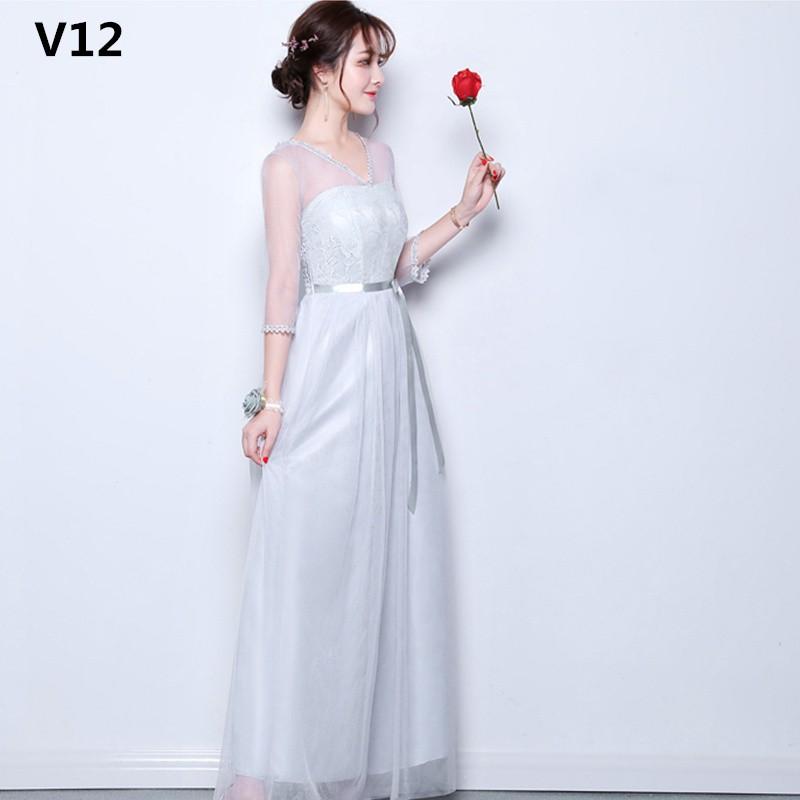 ドレスロングワンピース　ウェディング 花嫁 披露宴 結婚式　卒業式 あずき色　グレー　シャンペン　ホワイト　レッド |  | 15