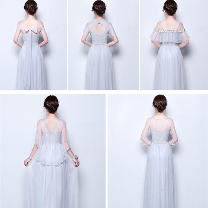 ドレスロングワンピース　ウェディング 花嫁 披露宴 結婚式　卒業式 あずき色　グレー　シャンペン　ホワイト　レッド |  | 05