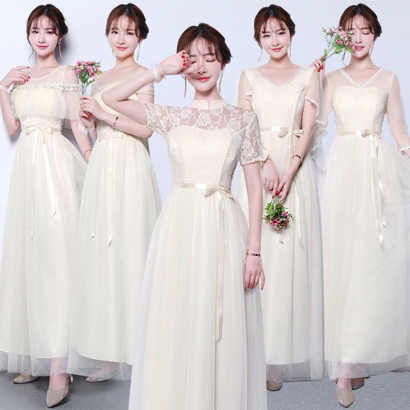 ドレスロングワンピース　ウェディング 花嫁 披露宴 結婚式　卒業式 あずき色　グレー　シャンペン　ホワイト　レッド |  | 06