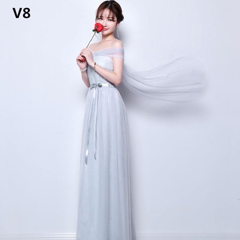 ドレスロングワンピース　ウェディング 花嫁 披露宴 結婚式　卒業式 あずき色　グレー　シャンペン　ホワイト　レッド |  | 07