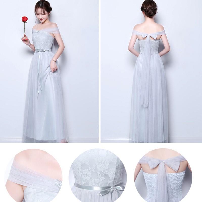 ドレスロングワンピース　ウェディング 花嫁 披露宴 結婚式　卒業式 あずき色　グレー　シャンペン　ホワイト　レッド |  | 08