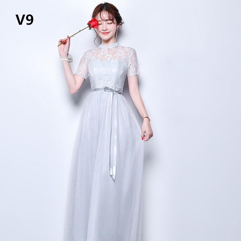 ドレスロングワンピース　ウェディング 花嫁 披露宴 結婚式　卒業式 あずき色　グレー　シャンペン　ホワイト　レッド |  | 09