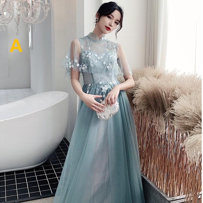 ブライズメイドドレス ロング丈ドレス 結婚式 Aライン パーテイーワンピース ウェディング グリーン 5デザイン 海外旅行 写真撮影ドレス お揃いドレス 二次会 |  | 02