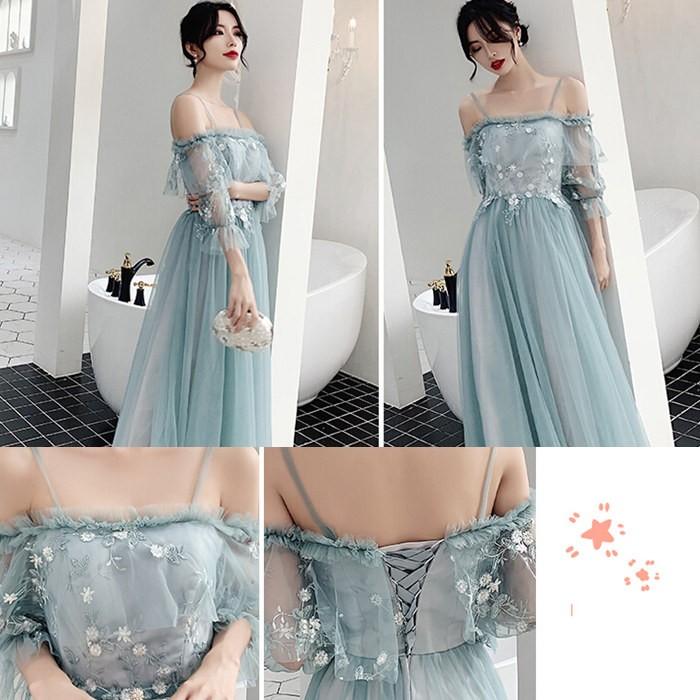 ブライズメイドドレス ロング丈ドレス 結婚式 Aライン パーテイーワンピース ウェディング グリーン 5デザイン 海外旅行 写真撮影ドレス お揃いドレス 二次会 |  | 07