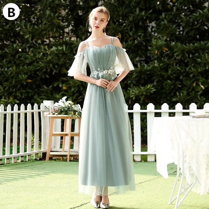 ブライズメイドドレス ロングドレス 結婚式 ワンピース フレア マキシ丈 Aライン フォーマル パーティードレス 二次会 演奏会 披露宴 卒業式 発表会 グリーン |  | 04