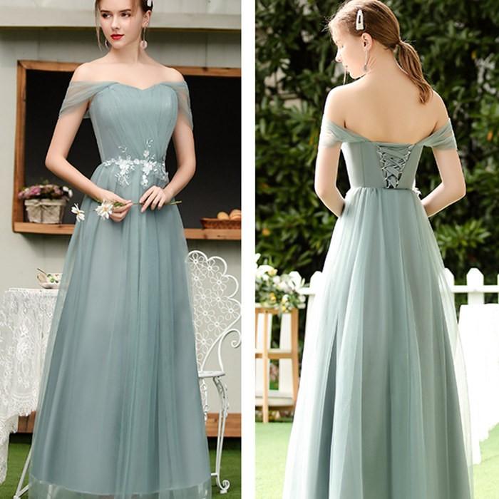 ブライズメイドドレス ロングドレス 結婚式 ワンピース フレア マキシ丈 Aライン フォーマル パーティードレス 二次会 演奏会 披露宴 卒業式 発表会 グリーン |  | 07