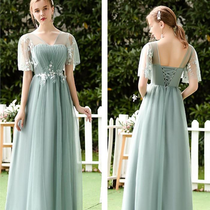 ブライズメイドドレス ロングドレス 結婚式 ワンピース フレア マキシ丈 Aライン フォーマル パーティードレス 二次会 演奏会 披露宴 卒業式 発表会 グリーン |  | 09