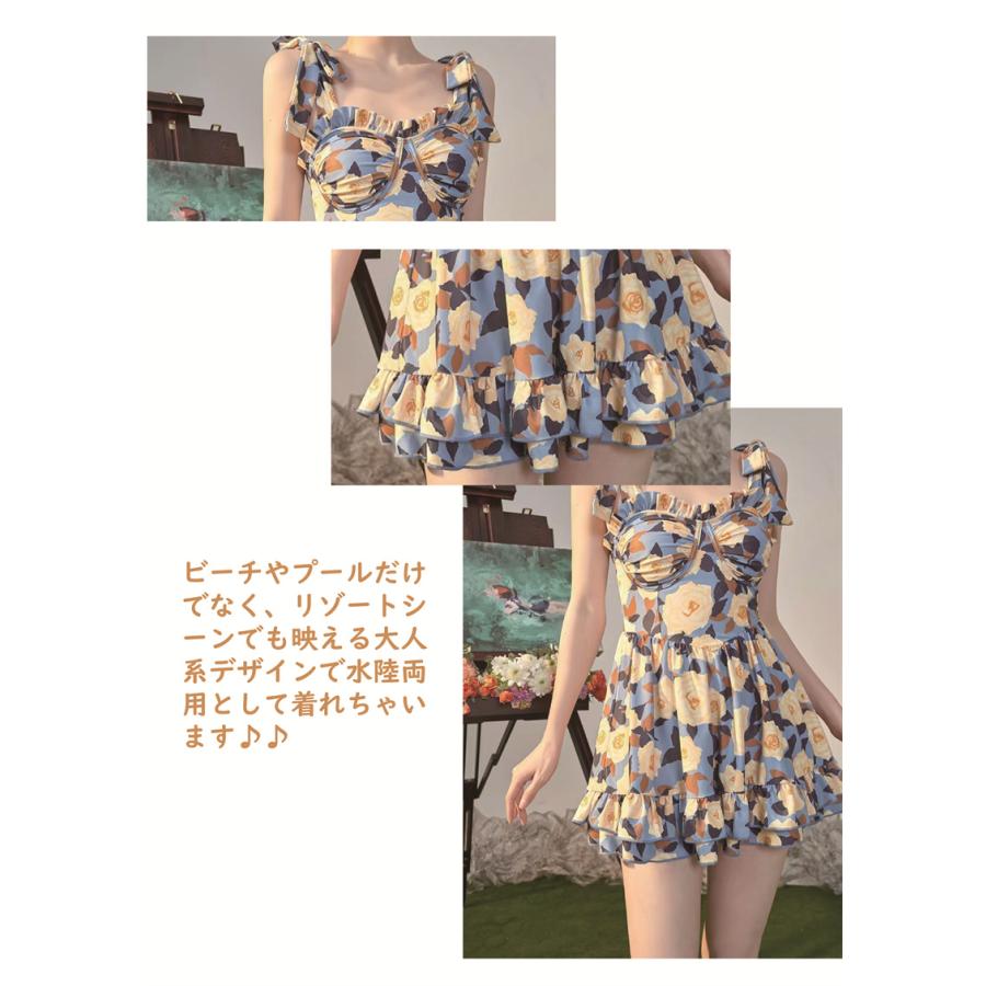 レディースワンピース水着 夏 シンプル 女性 おしゃれ 涼しい 魅力的 花柄 オシャレ カップ付き バット付き　海 プール 温泉 体型カバー オールインワンタイプ |  | 01