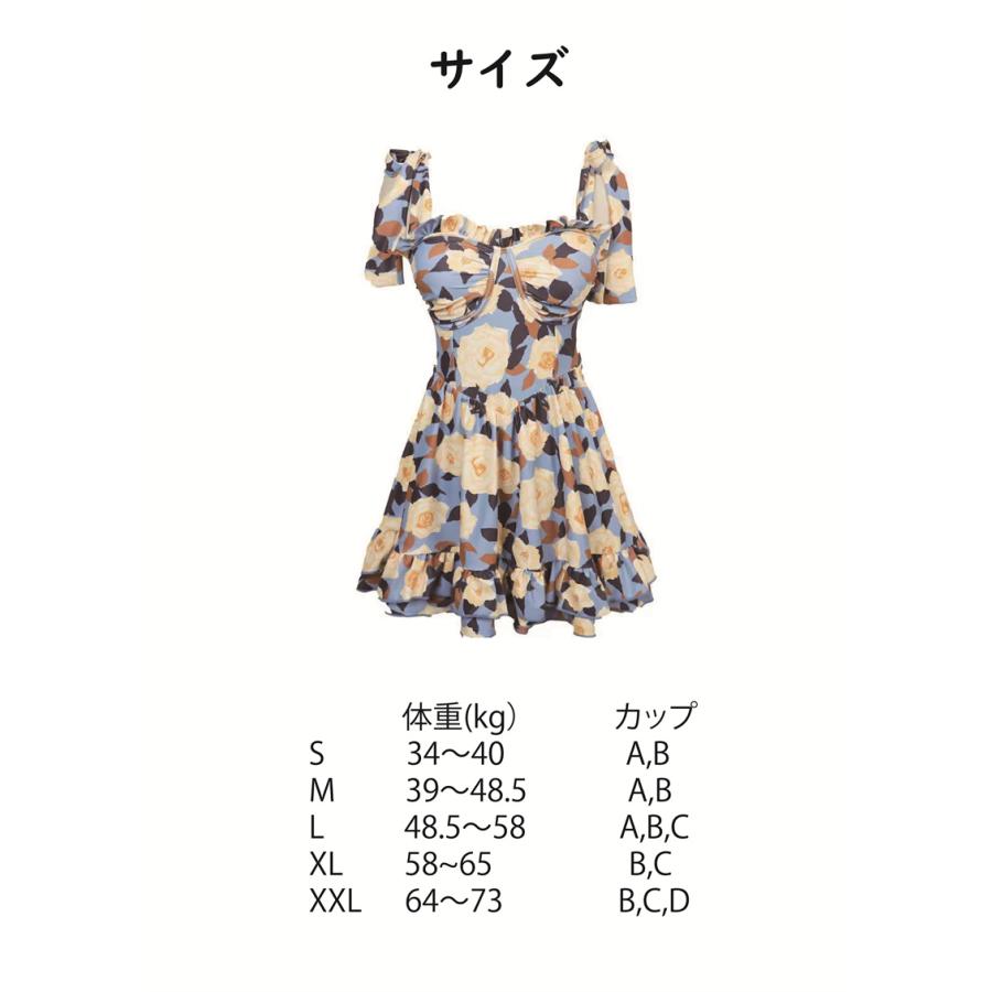 レディースワンピース水着 夏 シンプル 女性 おしゃれ 涼しい 魅力的 花柄 オシャレ カップ付き バット付き　海 プール 温泉 体型カバー オールインワンタイプ |  | 02
