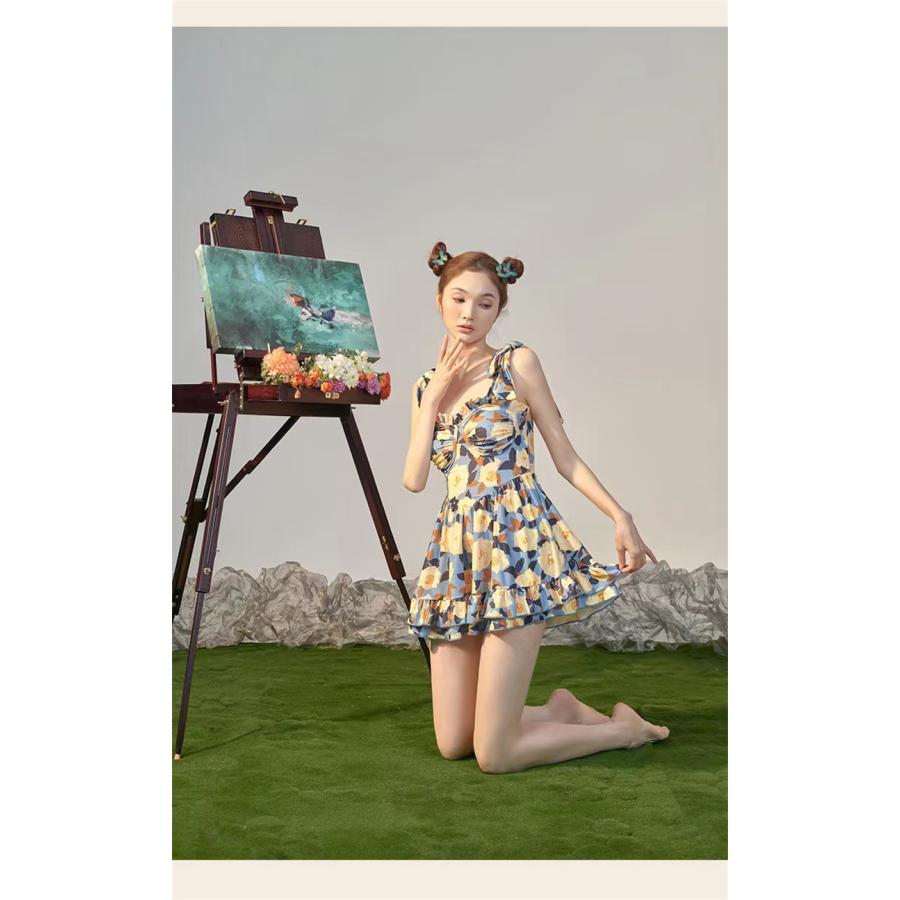 レディースワンピース水着 夏 シンプル 女性 おしゃれ 涼しい 魅力的 花柄 オシャレ カップ付き バット付き　海 プール 温泉 体型カバー オールインワンタイプ |  | 06