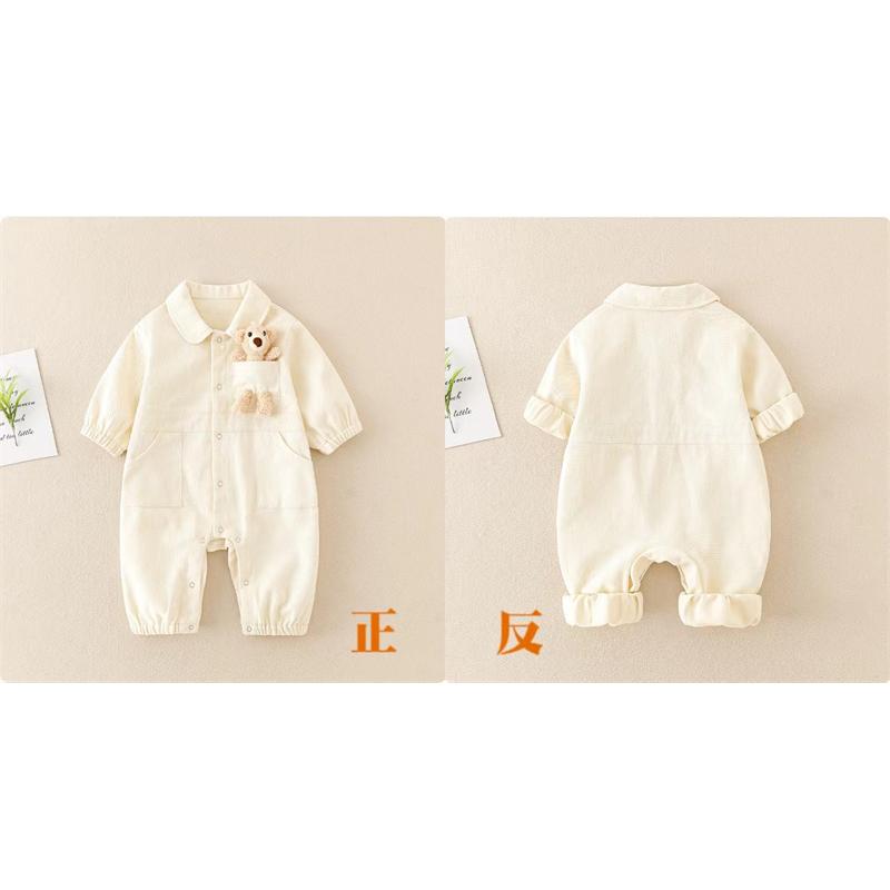 長袖 ロンパース デニム素材 女の子男の子 オールインワン 子供 服 カッコイイ 可愛い 熊さん キッズ 赤ちゃん オシャレ 写真 着替えやすい オムツ着替え |  | 02