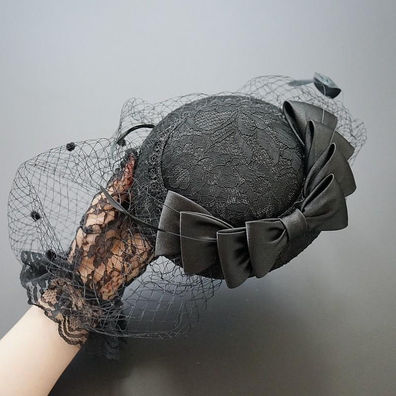 トーク帽　フォーマルウェディングヘッドドレス ブライダル 結婚式　髪飾り　カクテル帽　演出　演奏会　シンプル　ベール 髪飾り　th036h | 