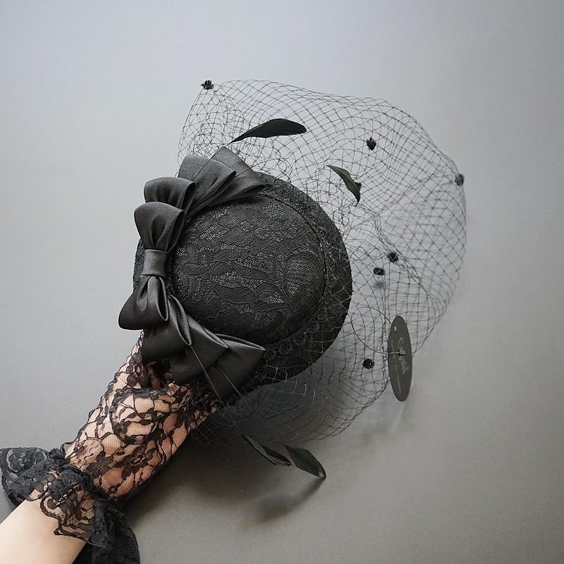 トーク帽　フォーマルウェディングヘッドドレス ブライダル 結婚式　髪飾り　カクテル帽　演出　演奏会　シンプル　ベール 髪飾り　th036h |  | 01