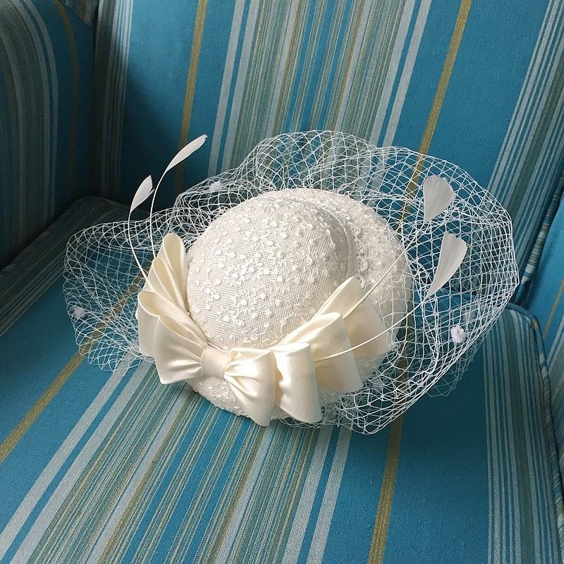 トーク帽　フォーマルウェディングヘッドドレス ブライダル 結婚式　髪飾り　カクテル帽　演出　演奏会　シンプル　ベール 髪飾り　th036h |  | 06