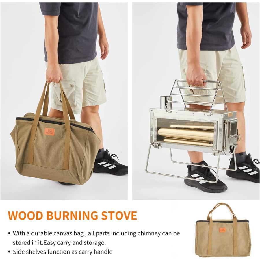 キャンプ テント 薪 ストーブ 6セクション 煙突 パイプ付き 3つの窓 ポータブル ウッド ストーブ アウトドア クッキング |  | 05
