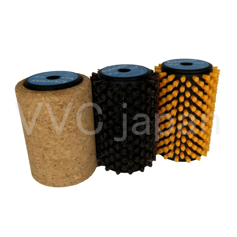 スノーボード（スキー）ワックス掛けブラシ　回転ブラシセット ベアリング入りハンドル ブラシ３個セット ナイロン 馬毛  コルク |  | 03