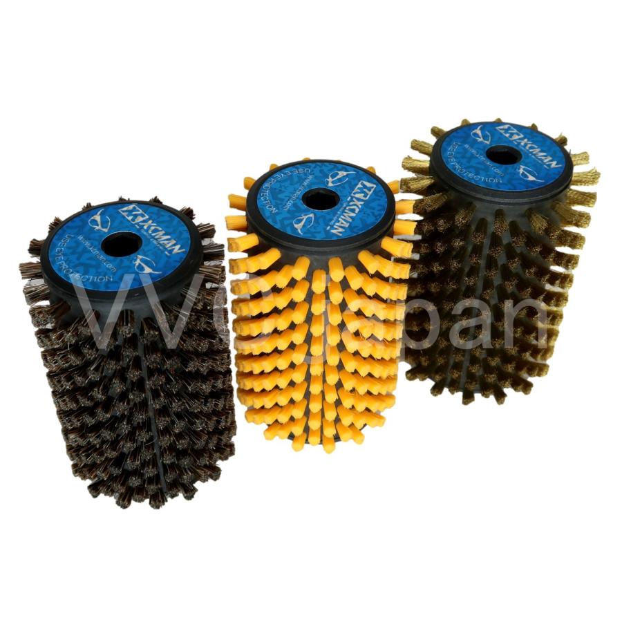 スノーボード（スキー）ワックス掛けブラシ　回転ブラシセット ベアリング入りハンドル ブラシ３個セット ナイロン 馬毛 真鍮 |  | 03