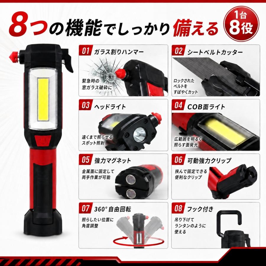 緊急脱出 ハンマーライト 多機能 8in1 車載 防災グッズ ガラス割り
