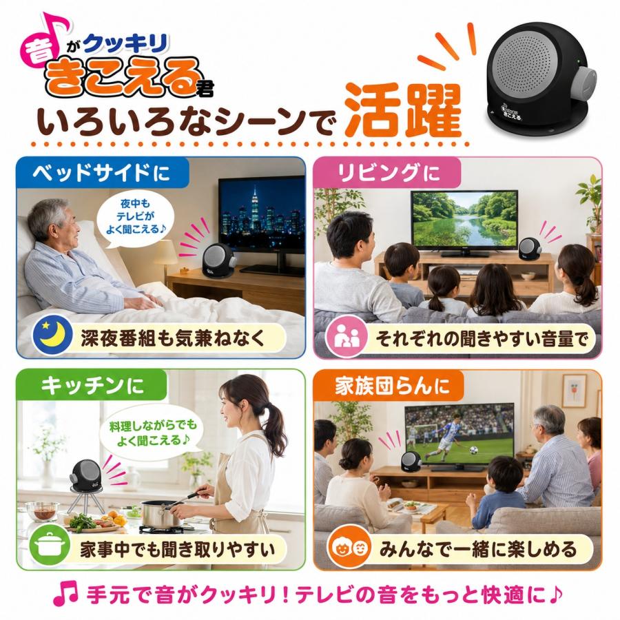 手元スピーカー 音がクッキリきこえる君 コード長5m 有線タイプ 電池