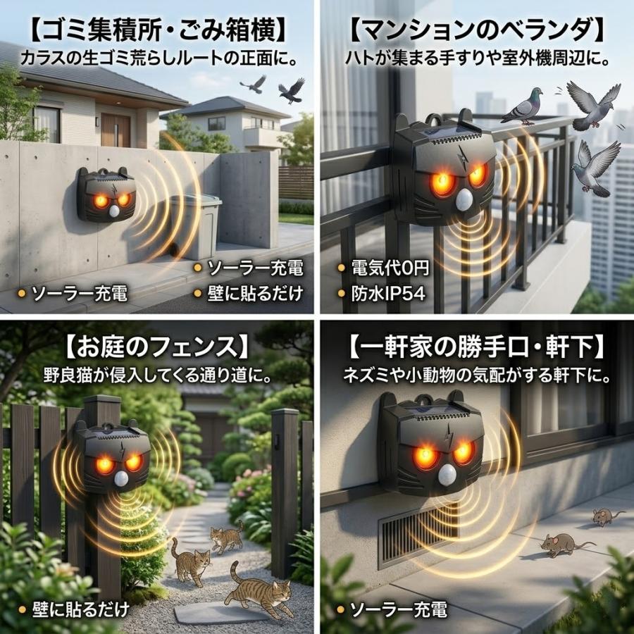 猫よけ 害獣対策 超音波 ギラギラくん ソーラー 充電式 撃退 害獣撃退