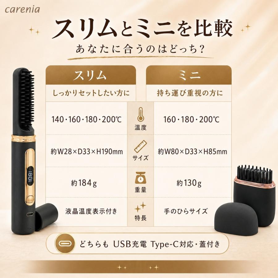 ストレートブラシ ヘアブラシ ヒートブラシ コードレス USB充電式
