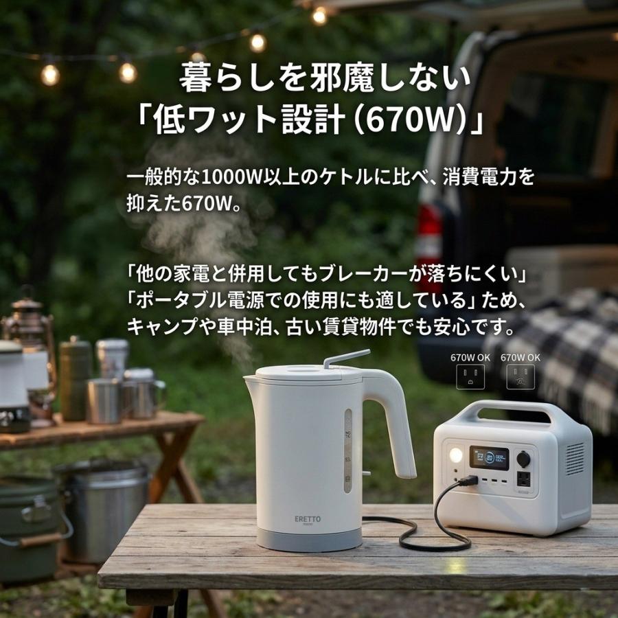 電気ケトル 1L 倒れてもこぼれにくい 安全設計 ERETTO mono ワン