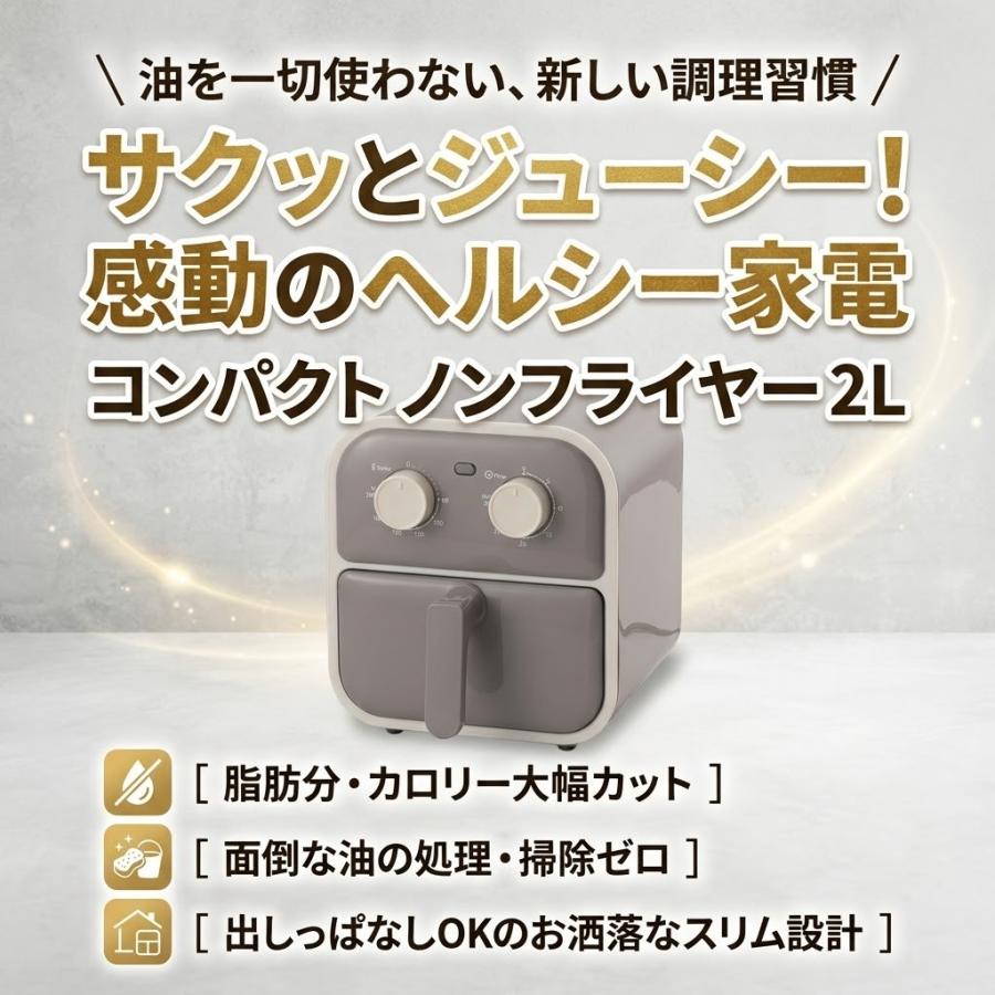 エアフライヤー ノンフライヤー 2L 家庭用 電気フライヤー 揚げ物 油を
