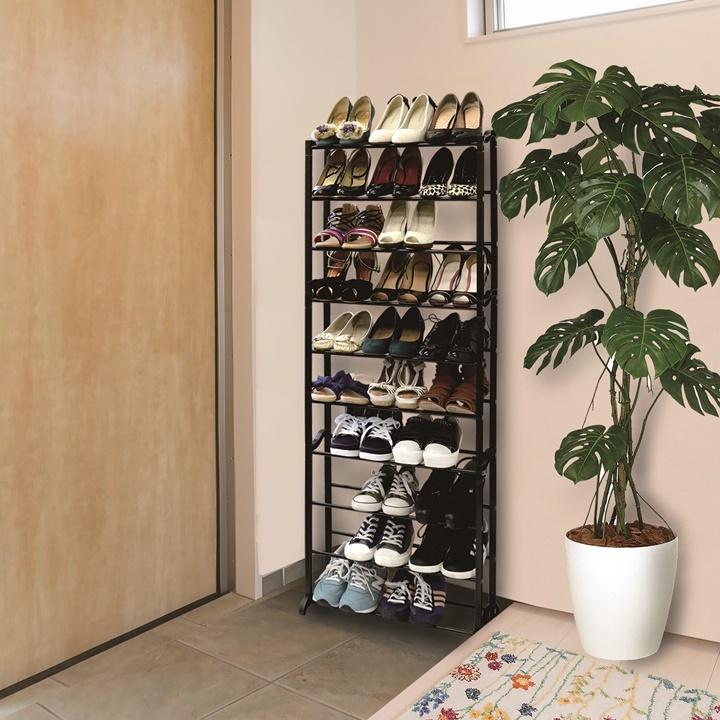 シューズラック 10段 スリム 省スペース 最大30足 玄関収納 大容量