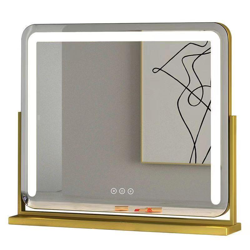 化粧鏡 自社製品 女優ミラー 卓上用 / 壁掛け ハリウッドミラー 幅50cm 60cm 大型化粧鏡 3色照明モード 明るさ調節可能 LEDバックライト付き10倍拡大鏡付き MR02の画像