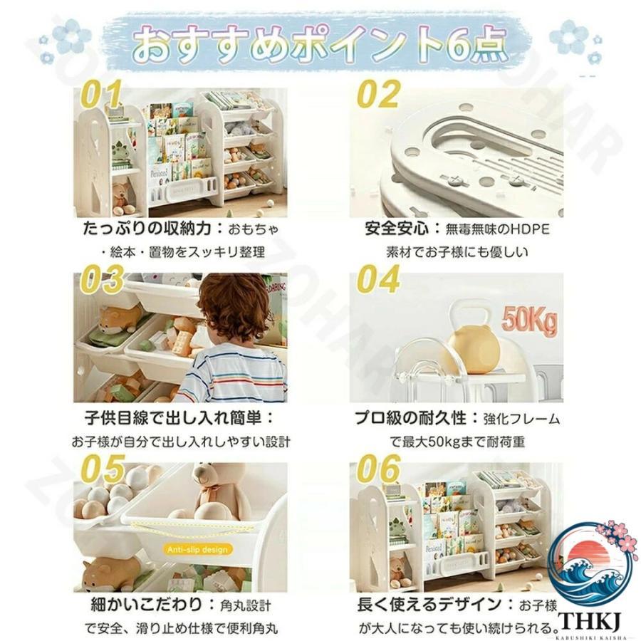 おもちゃ収納 大容量 ボックス おもちゃ箱 木製 ワイドタイプ 絵本ラック THKJ 組立カンタン 収納ラック ホワイトボード フゴン おしゃれ ラック 子ども_3