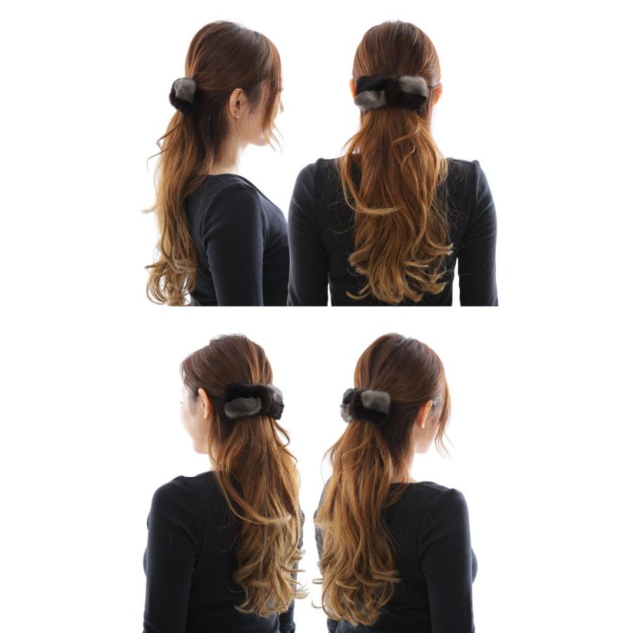 バレッタ ファーのリボン ボリュームたっぷり しかもとても軽い ヘアアクセサリー