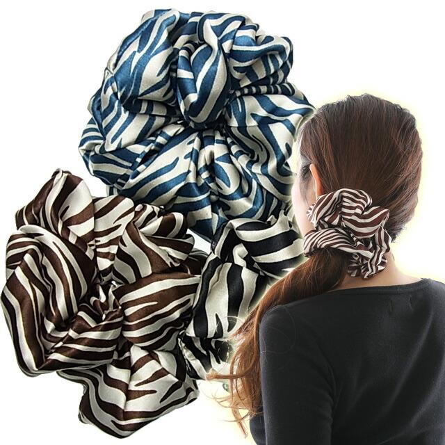 シュシュ 大人のゼブラ柄 KOEIDOオリジナル ヘアアクセサリー : 美人髪