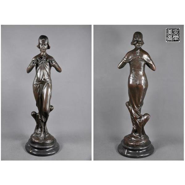 送料無料大型ブロンズ乙女像名品46.5cm インテリア家具 置物 彫刻 銅像