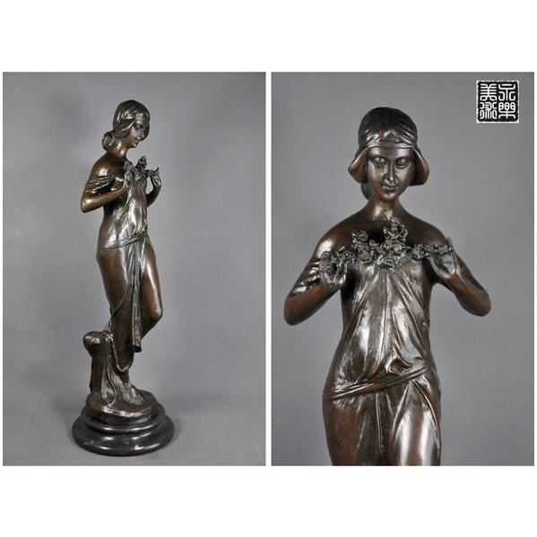 送料無料大型ブロンズ乙女像名品46.5cm インテリア家具 置物 彫刻 銅像