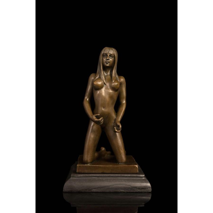 超人気ブロンズ像 膝立ち裸の少女名品 インテリア家具 置物 彫刻 銅像