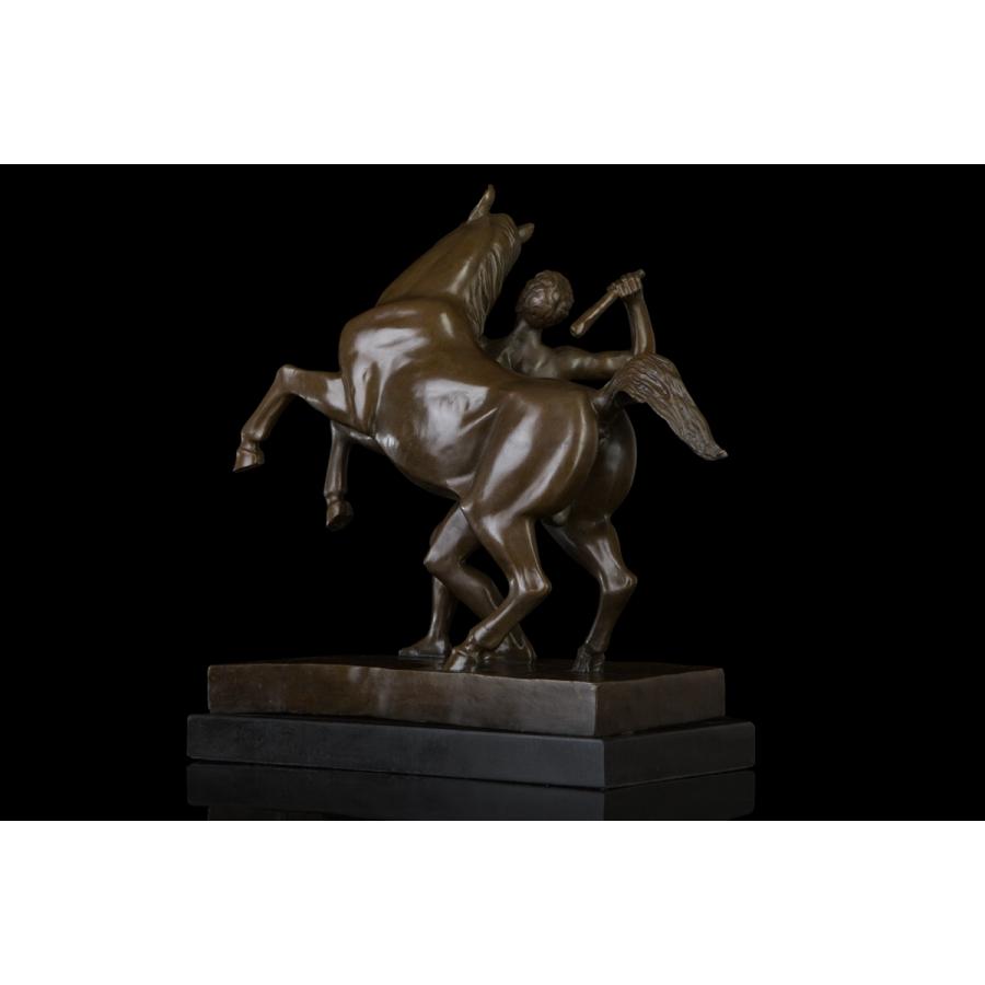 期間限定お試し価格】大人気ブロンズ像 馬と裸男 インテリア家具 銅像