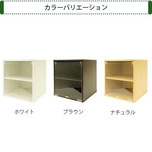 完成品 キューブボックスα 透明扉付き＆木棚付き カラーボックス 1段