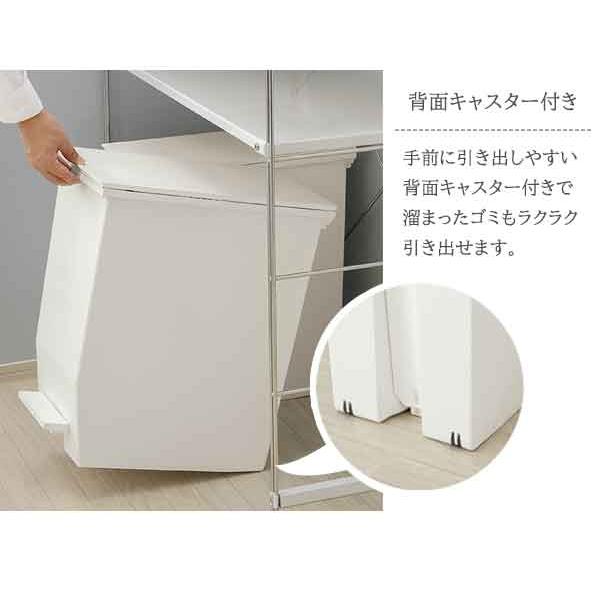 省スペースで大きく開く ペダル式 ダストボックス 20L 両開き キッチン