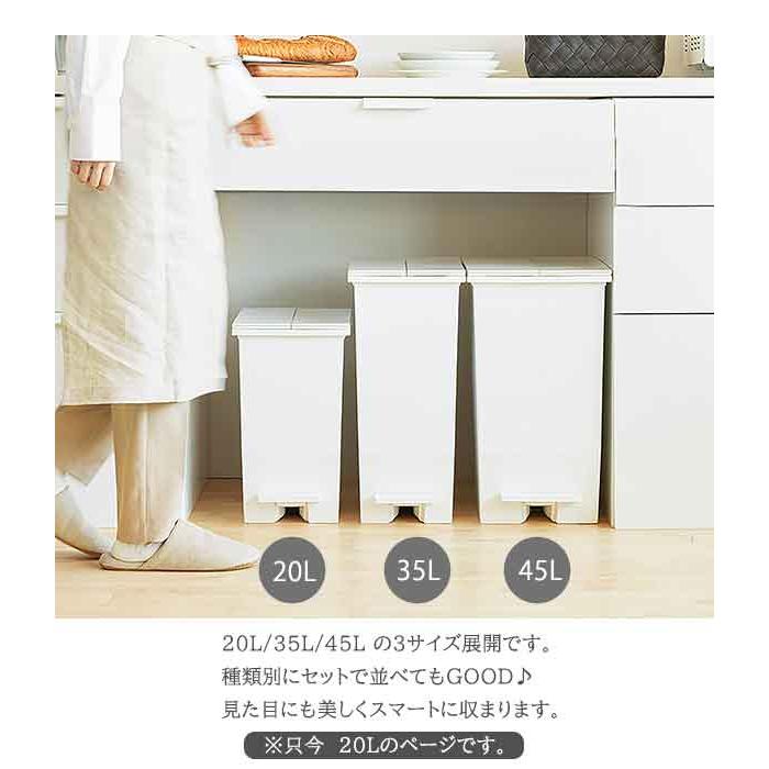 省スペースで大きく開く ペダル式 ダストボックス 20L 両開き キッチン
