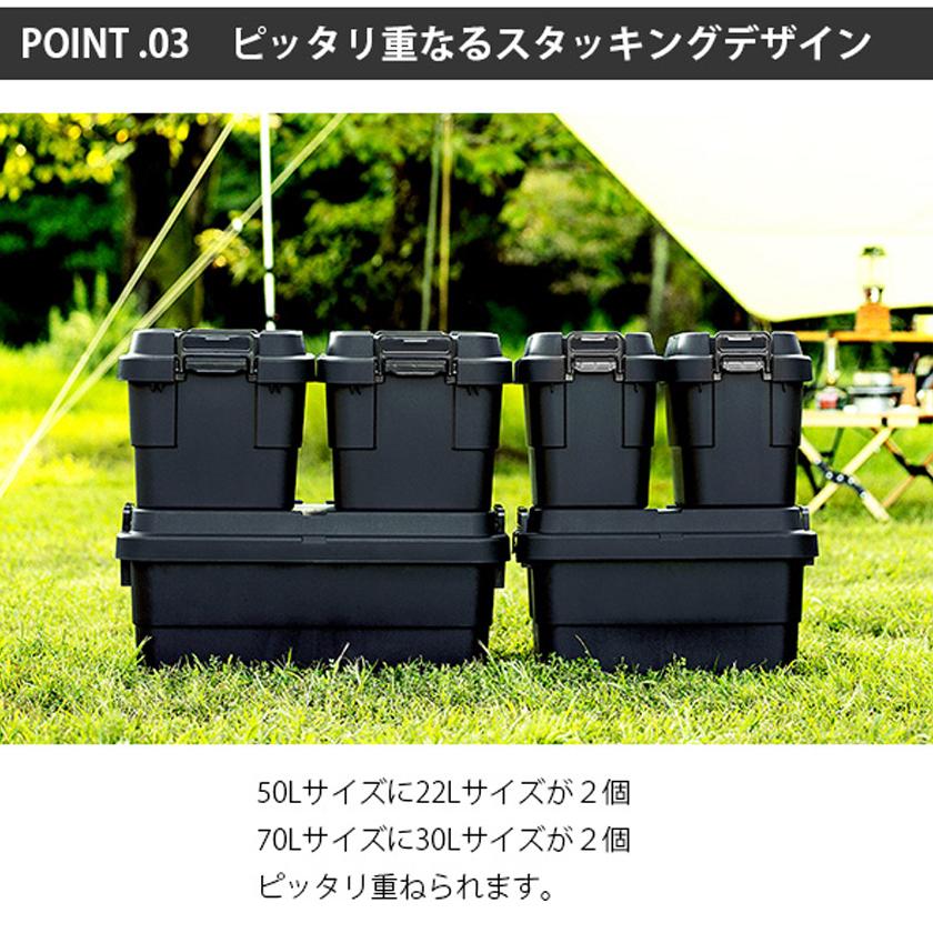 スタッキング コンテナボックス 20L 蓋付き トランクカーゴ 頑丈 屋外