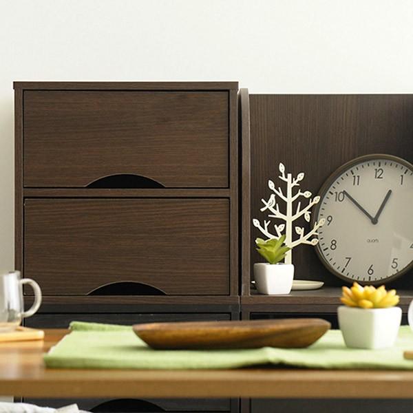 2個セット キューブボックスα 木製 2段引き出し カラーボックス