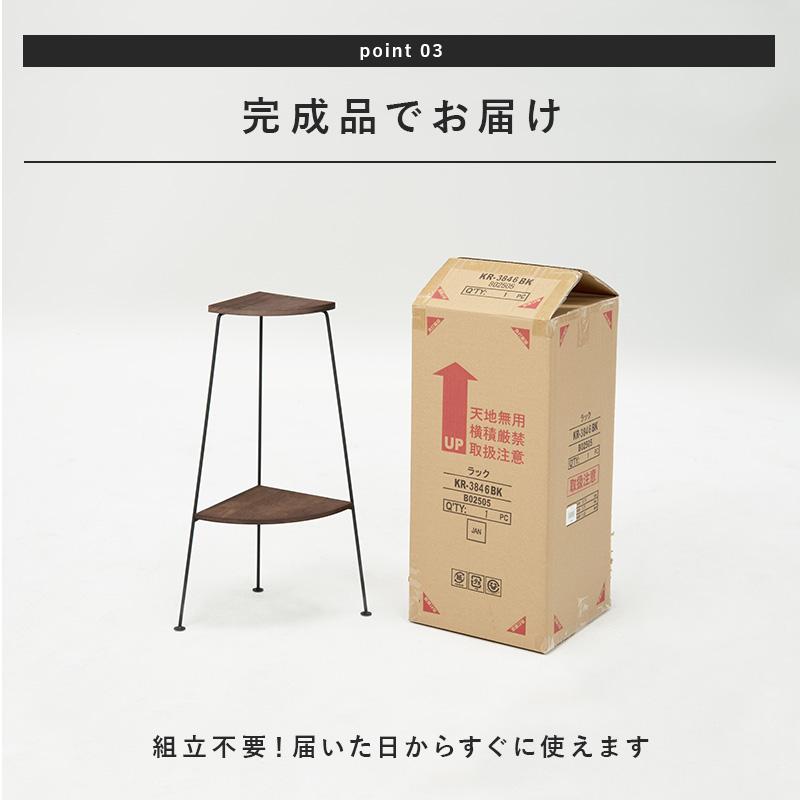 お部屋の隅をおしゃれに 2段 コーナーラック リビング アイアン 木製