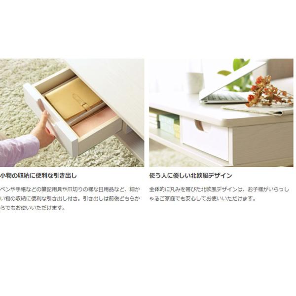 丸みを帯びた北欧デザイン 引き出し付き センターテーブル ロー