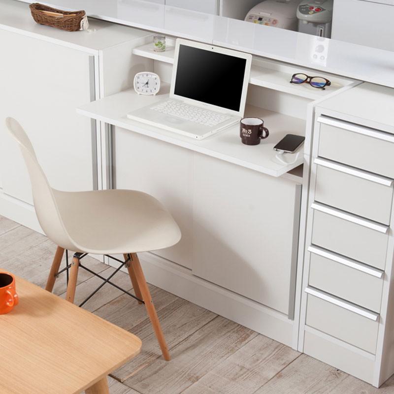 カウンター下デスク 幅90 ホワイト 完成品 リビングデスク 白 カウンター下収納 引き戸 薄型 奥行30 日本製 おしゃれ P2 Na No 0127 Houseboat 通販 Yahoo ショッピング