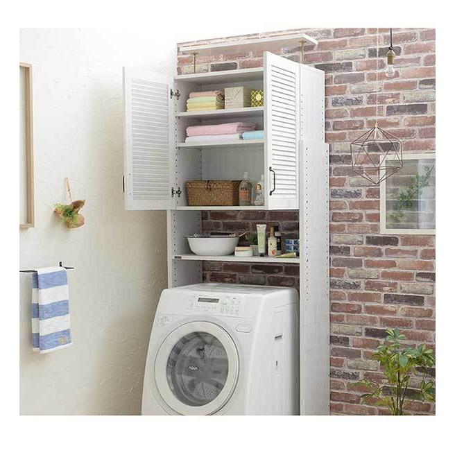 ランドリー周りもおしゃれに 木製 洗濯機上ラック ランドリーラック ホワイト 白 扉付き 洗濯機上収納棚 N Sato Do250 80sr Houseboat 通販 Yahoo ショッピング