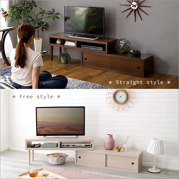 完成品 場所を取らない 引き戸 伸縮テレビ台 / スライド テレビ 完成品 場所を取らない 引き戸 伸縮テレビ台 / スライド テレビ